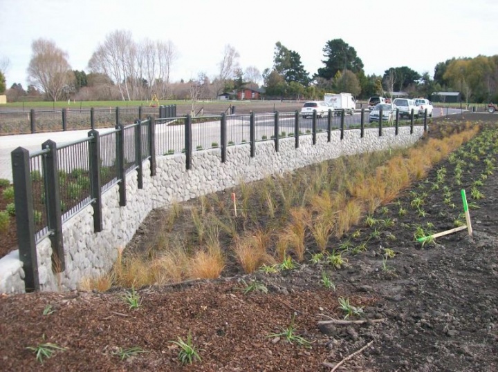 Completed and planted feature walls